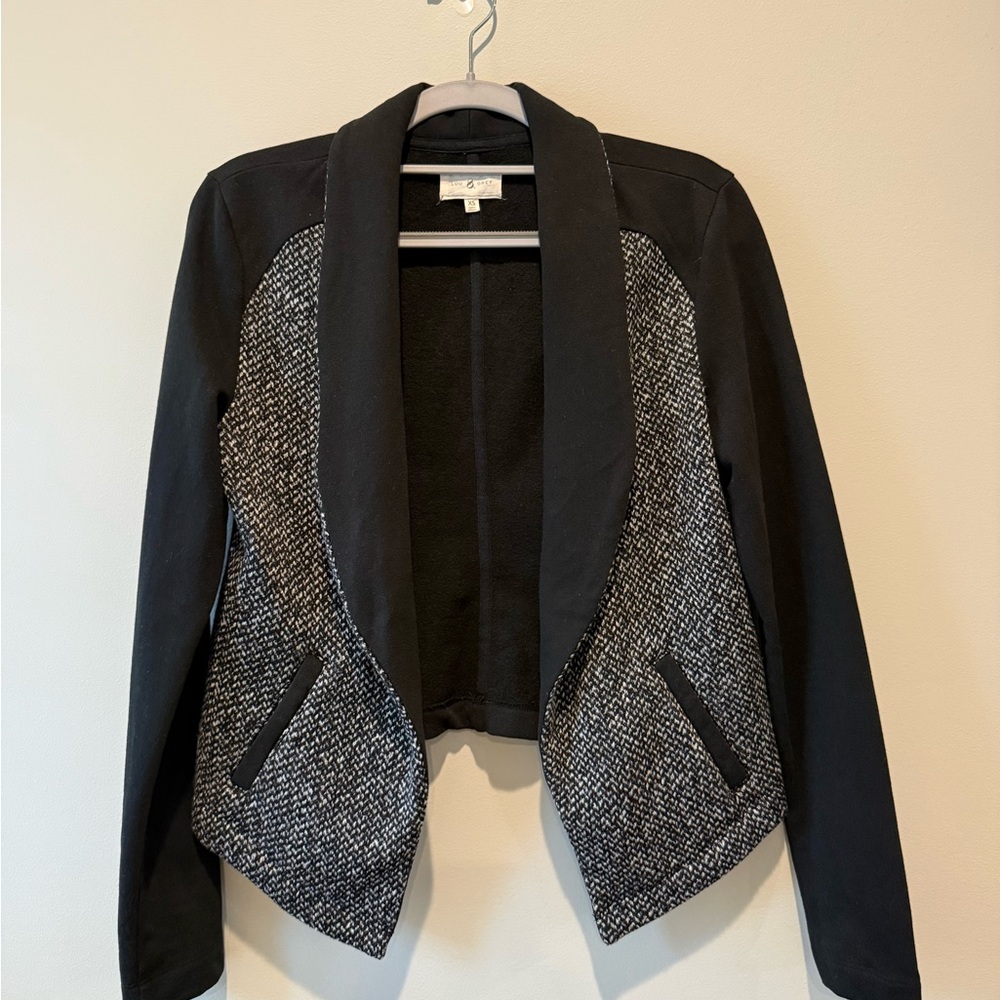 Lou & Grey black and gray textured blazer jacket with sweatshirt softness